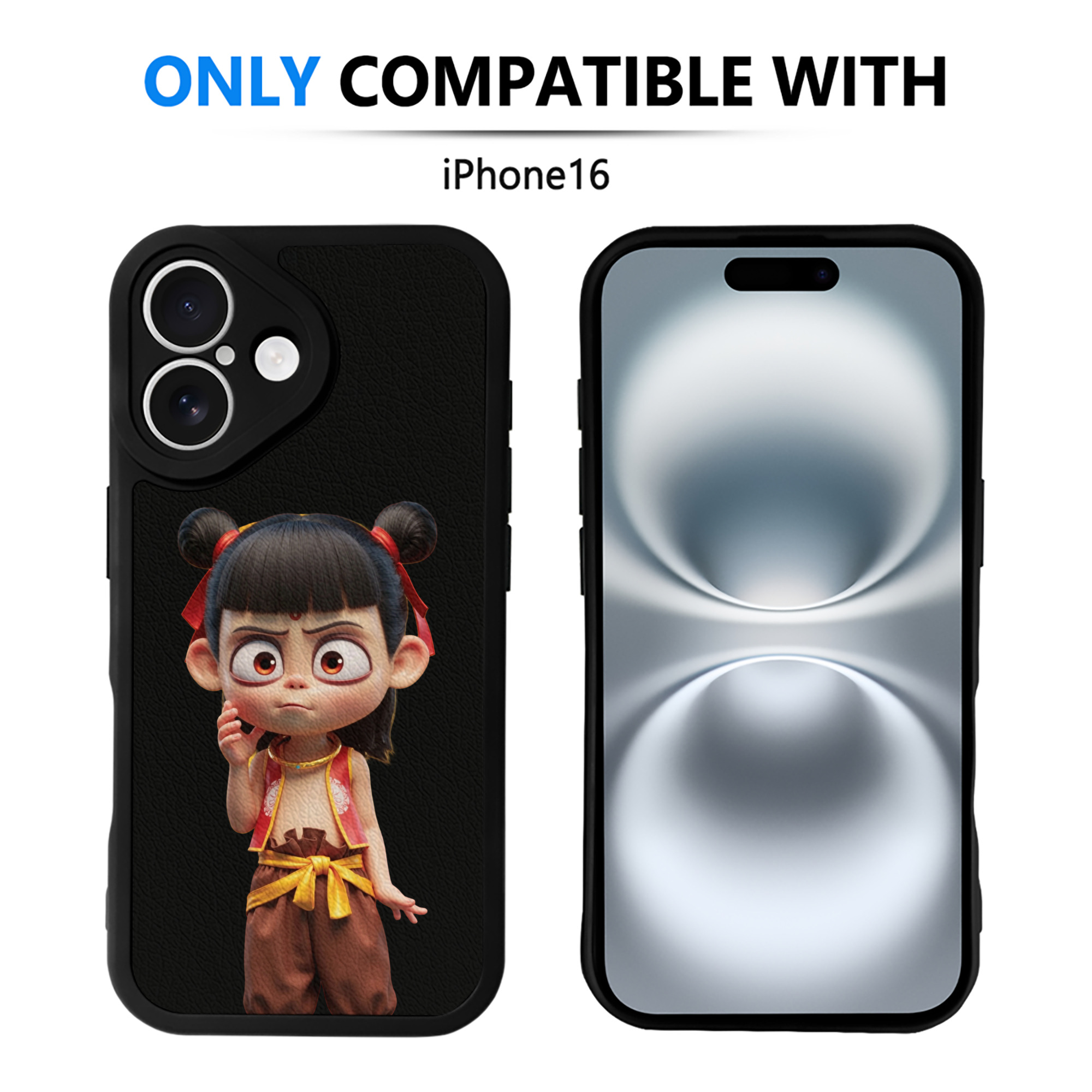 （画像用） Ne Zha 2 ナタ 魔童の大暴れ 【iPhone 16シリーズ対応】シリコンスマホケース（レザー調） 材質：シリコン
